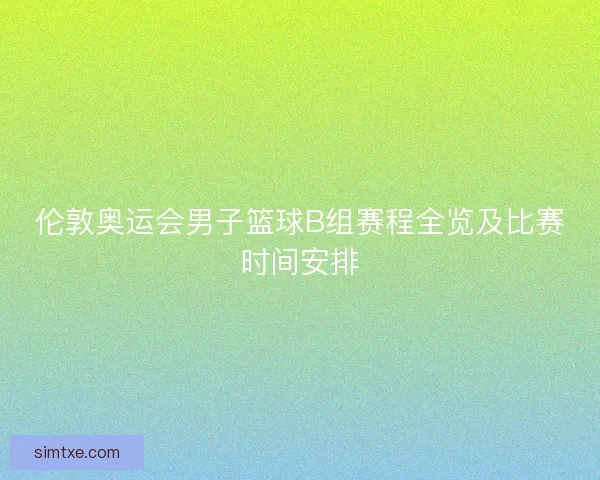 伦敦奥运会男子篮球B组赛程全览及比赛时间安排 伦敦奥运会男子篮球B组赛程全览及比赛时间安排