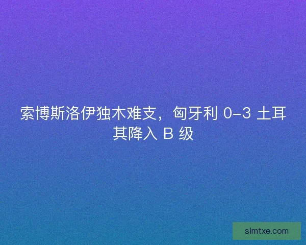 索博斯洛伊独木难支，匈牙利 0-3 土耳其降入 B 级
