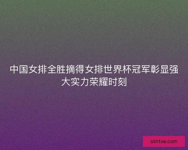 中国女排全胜摘得女排世界杯冠军彰显强大实力荣耀时刻