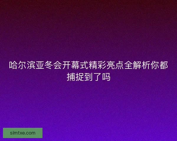 哈尔滨亚冬会开幕式精彩亮点全解析你都捕捉到了吗